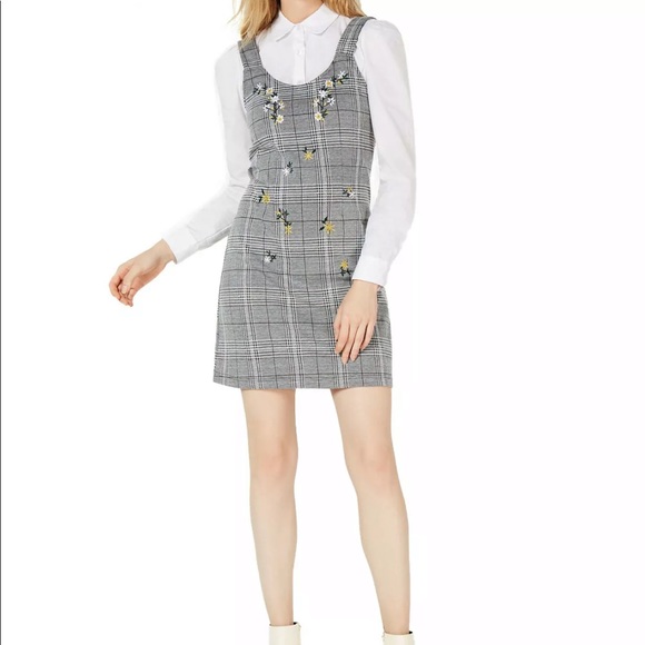 🔥PROJECT 28 NYC🔥BLACK & WHITE PLAID SLEEVELESS EMBROIDERED MINI DRESS L NWT - Picture 1 of 6